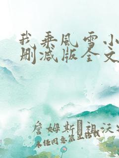 我乘风雪小说未删减版全文阅读