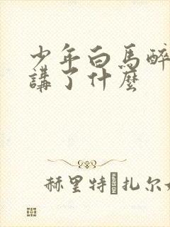 少年白马醉春风讲了什么