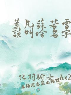 叶凡苏若雪的小说叫啥名字