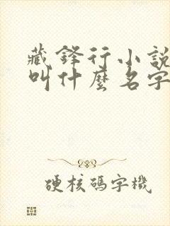 藏锋行小说原著叫什么名字