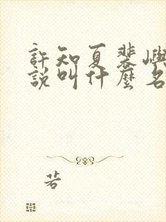 许知夏裴屿安小说叫什么名字