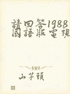 请回答1988国语版电视剧网