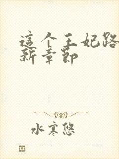 这个王妃路子野新章节