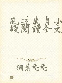 风流岁月小说在线阅读全文无弹窗