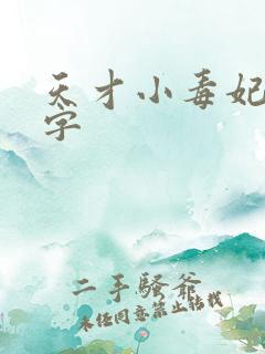 天才小毒妃多少字