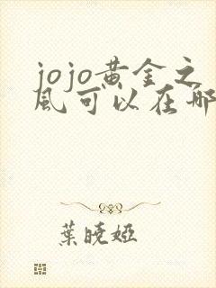 jojo黄金之风可以在哪里看