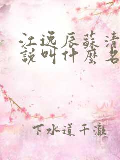 江逸辰苏清柔小说叫什么名字