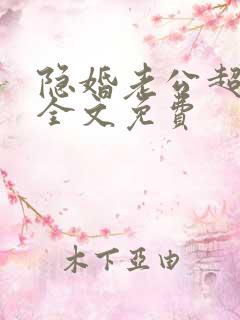 隐婚老公超给力全文免费