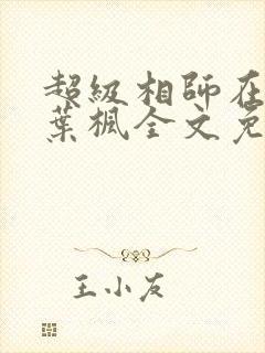 超级相师在都市叶枫全文免费阅读