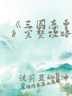 《三国志曹操传》完整攻略