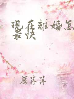 现在离婚怎么离最快