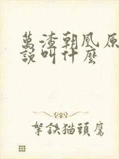 万渣朝凰原著小说叫什么