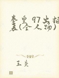 拳皇 97出招表(全人物)