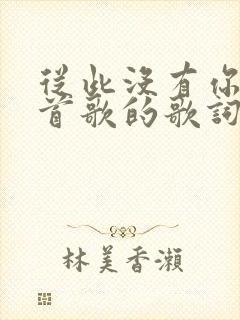 从此没有你是哪首歌的歌词