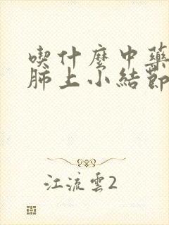 吃什么中药能消肺上小结节