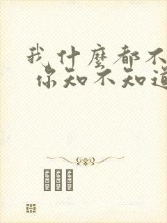 我什么都不想要 你知不知道歌词