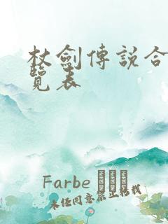 杖剑传说合服一览表