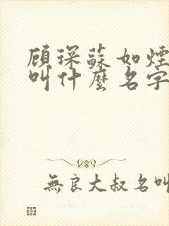 顾琛苏如烟小说叫什么名字