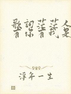 歌词茫茫人海中有你有我是叫什么歌