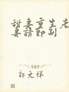 甜妻重生老公宠妻请节制