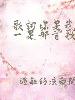 歌词你是我的唯一是哪首歌的歌词