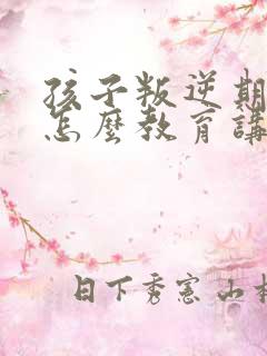 孩子叛逆期家长怎么教育讲座