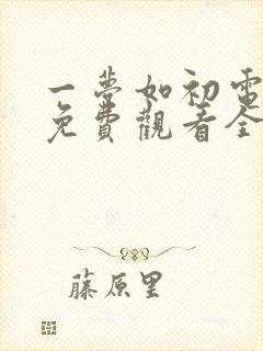 一梦如初电视剧免费观看全集高清