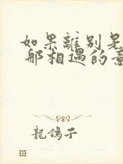 如果离别是尽头 那相遇的意义又是什么