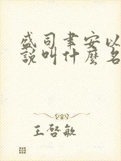 盛司聿安以夏小说叫什么名