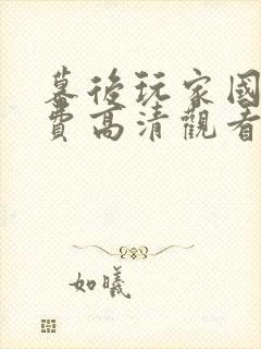 幕后玩家国语免费高清观看