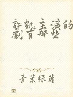 许凯主演的电视剧有哪些