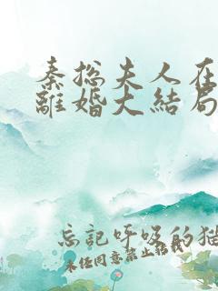 秦总夫人在找你离婚大结局