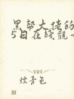 黑帮大佬的365日在线观看