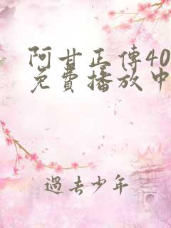 阿甘正传40集免费播放中文版