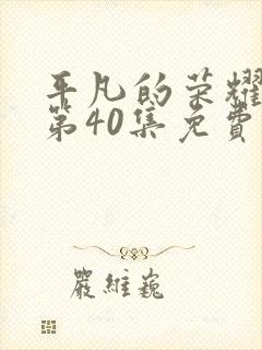 平凡的荣耀真人第40集免费观看