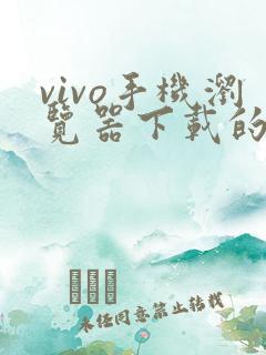 vivo手机浏览器下载的视频在哪个文件夹