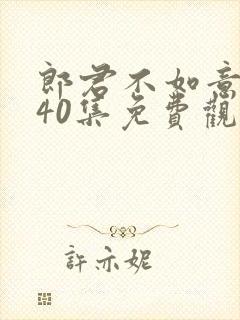 郎君不如意全集40集免费观看完整版