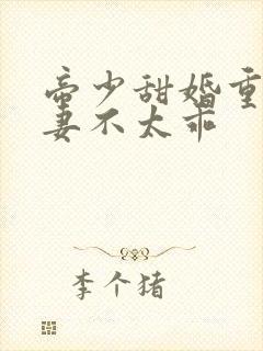 帝少甜婚重生萌妻不太乖