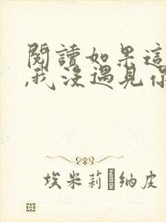 阅读如果这一秒,我没遇见你全文