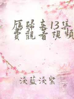 雁归来13集免费观看视频