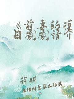 《前妻的复仇》日剧剧情介绍