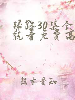 归路30集全集观看免费高清电视剧