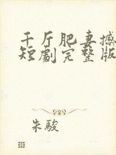 千斤肥妻撼武林短剧完整版