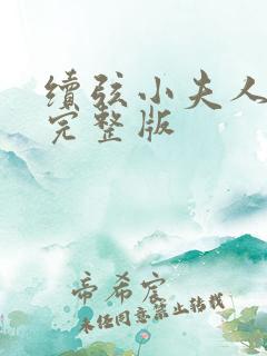 续弦小夫人免费完整版