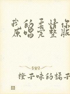 我的柔情你不懂原唱完整版