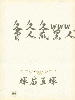 久久久www免费人成黑人精品