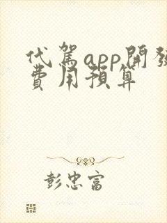 代驾app开发费用预算