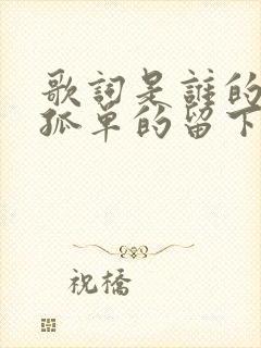 歌词是谁的心啊孤单的留下