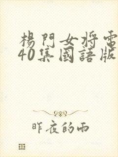 杨门女将电视剧40集国语版免费看