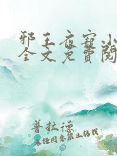 邪王夜宠小毒妃全文免费阅读